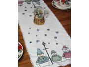 Stamped Lace Edge Table Runner 15 X42 Snowman