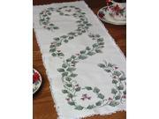Stamped Lace Edge Table Runner 15 X42 Ivy