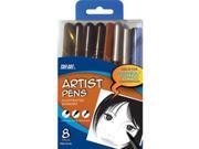 Pro Art Black Artist Pens 8 Pkg