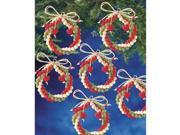 Holiday Beaded Ornament Kit Folk Wreaths 2.5 Makes 12