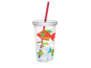 Tropical Go Fish Insulated Tumbler with Lid and Straw