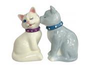 Westland Giftware Mwah Magnetic White and Gray Cats Salt and Pepper Shaker Set 3 1 2 Inch