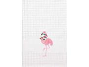 Tropical Pink Flamingo Christmas Lights Embroidered Waffle Weave Kitchen Towel