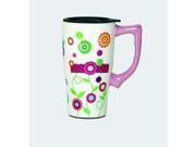 Colorful Mom and Flowers Coffee Travel Mug Ceramic with Plastic Lid