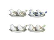 Delicate Floral Birds on Tray Salt and Pepper Shakers 4 Sets Andrea by Sadek