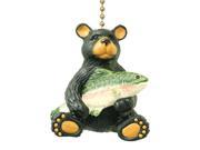 Black Bear with Fish Catch Nature Lover Decorative Ceiling Fan Pull