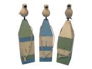 Distressed Painted Buoys with Seagull Bird on Top 11 Inch Figurines Set of 3