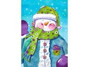 Cheerful Snowman Whimsical Polka Dotted Scarf and Mittens Garden Flag Banner