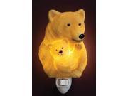 Sculpted Mama Momma Bear With Her Baby Cub Marble Night Light