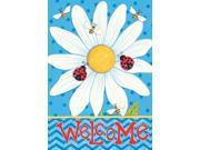 Bright Daisy With Ladybugs Welcome 12 X 18 Inch Garden Flag