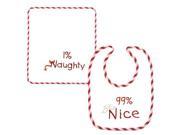 Holiday Baby Bib with Burp Cloth 99% Nice 1% Naughty 2 Piece Set
