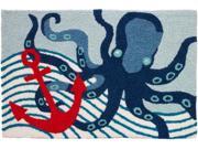 Nautical Octopus and Anchor in Deep Blue Sea Jellybean Accent Area Rug