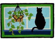 Kitty Cat Sitting in Cozy Window Jellybean Accent Area Rug 21X33 Inches