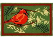 Backyard Bird Red Cardinal in the Pines 21 X 33 Inch Area Accent Jellybean Rug