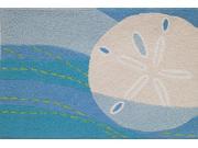 Sand Dollar and Ocean Waves Accent Area Rug 21 X 33 Inches
