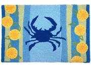 Lemon Blue Crab Claw Coastal JellyBean Area Rug