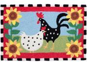 Funky Chickens Hen Rooster Sunny Sunflowers Rug 33 X 21 Inches