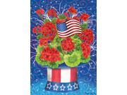 Red White Blue Patriotic Geraniums July Fourth 12 X 18 Garden Flag Custom Decor