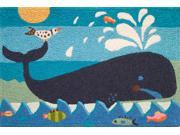 Big Blue Whale and Friends Washable 21 X 33 Area Accent Rug