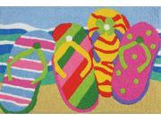 Summer Flip Flops in the Sand Washable 21 X 33 Area Accent Jellybean Rug