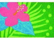 Bright Pink Hibiscus Bud Washable 21 X 33 Inches Area Accent Rug
