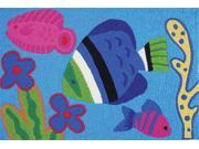 Colorful Swimmers Undersea Fish Washable 21 X 33 Inches Area Accent Rug