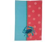 Coastal Blue Crab with Seashells Kitchen 18 x 28 Inch Tea Towel
