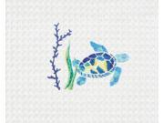 Coastal Blue Sea Turtle in Coral Cotton Kitchen Towel