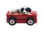 Dalmatian Dog Riding in Little Red Wagon Salt and Pepper Shakers Set