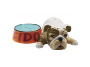 Fido Family Dog with Feeding Dish Pet Bowl Salt and Pepper Shakers Set