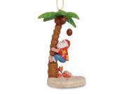 Beachy Santa Climbing Coconut Palm Tree Christmas Holiday Ornament