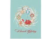 Starfish Seahorse Coastal Wreath Beach Holiday Embroidered Holiday Kitchen Towel