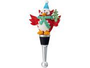 Festive Holiday Owl with Christmas Tree Wine Bottle Topper Art Glass LS Arts