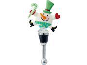 Happy Dancing Snowman Winter Wine Bottle Stopper Art Glass LS Arts