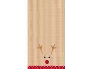 Red Nosed Reindeer Face Holiday Kitchen Dish Towel Waffle Weave 27 Inch