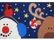 Reindeer and Wintry Snowman Starry Night Jellybean 33 X 21 Inch Area Accent Rug