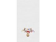 Reindeer With String of Lights Tangled in Rack Holiday Kitchen Towel 27 Inch