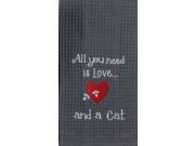 All You Need is Love and A Cat Embroidered Waffle Kitchen Dish Towel
