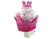 Little Lady Pink Princess Crown Cupcake 6 Inch Night Light
