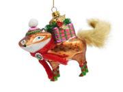 Fox Carrying Gift on Back Christmas Holiday Ornament