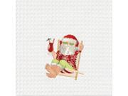 Beach Bum Santa Relaxing with Drink Holiday Kitchen Towel Waffle Weave 27 Inch