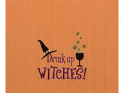 Drink Up Witches! Funny Halloween Orange Waffle Weave Kitchen Towel