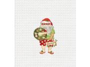 Beach Bum Santa Holding Holiday Cheer Wreath Kitchen Towel Waffle Weave 27 Inch