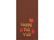 Autumn Leaves Happy Fall Y all Brown Kitchen Towel Waffle Weave 27 Inch