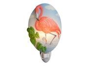 Tropical Pink Flamingo Hand Painted Night Light Bonded Marble
