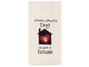 A Home Without A Dog Is Just a House Embroidered Waffle Weave Kitchen Dish Towel