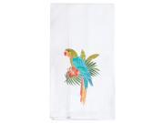 Island Time Parrot on Palm Branch Embroidered Waffle Weave Kitchen Dish Towel