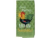 Good Morning Sunshine Rooster Green Kitchen Print Dish Towel
