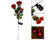 Outdoor Powerfrugal Solar Power Water Resistant 3 Rose Flower LED Lamps Ni MH Battery Landscape for Garden House Decoration