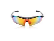 UV400 Polarized Sunglasses Safety Eyewear Goggle for Bicycle Riding Open air Activities Detachable Universal 5 Lens Red